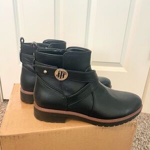 Tommy Hilfiger Black Ankle Boots with Logo Accent
